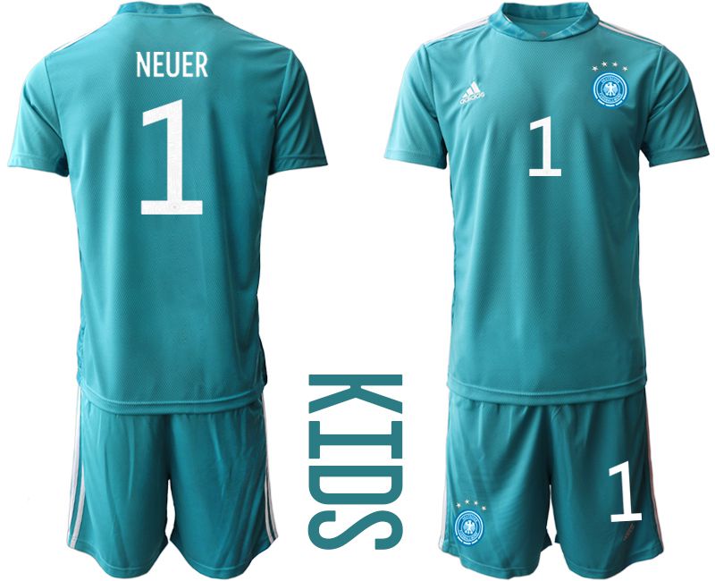 Youth 2021 World Cup National Germany lake blue goalkeeper #1 Soccer Jerseys